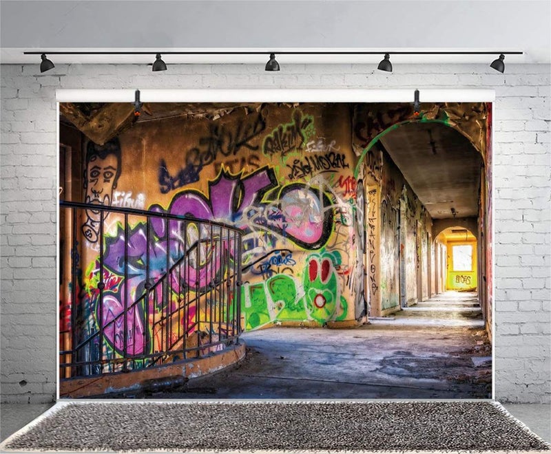 Yeele 10x8ft Urban Street Graffiti Wall Backdrop for Pictures Retro Abandoned School Building Photography Background Children Kids Adult Photo Booth Shoot Vinyl Studio Props Y2WH00602 - Image 3
